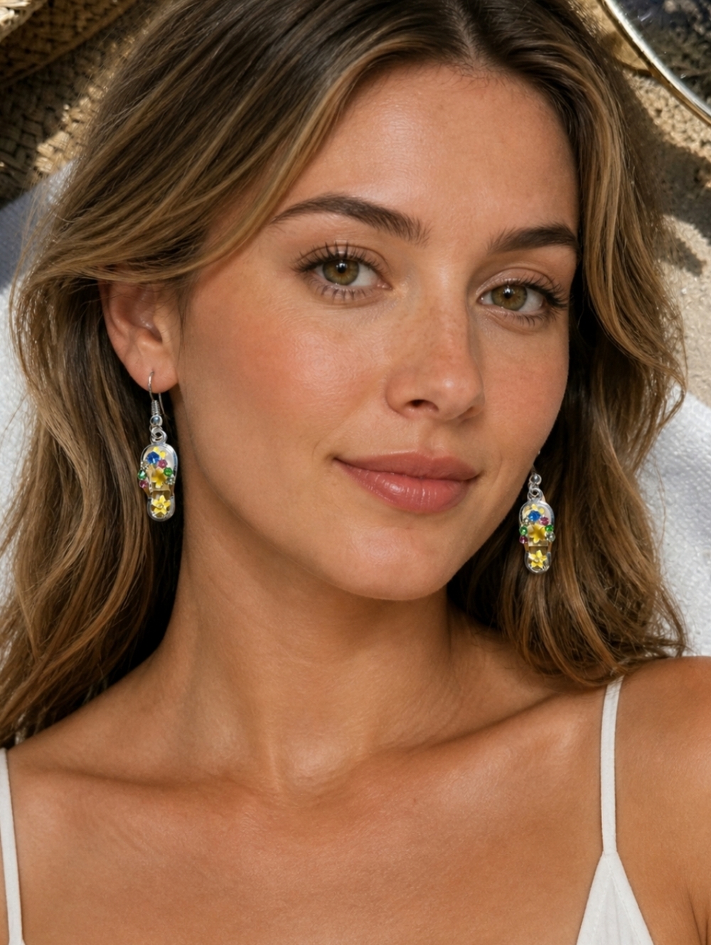 Island Reflections Hawaii Flip Flop Dangle Earrings NWT